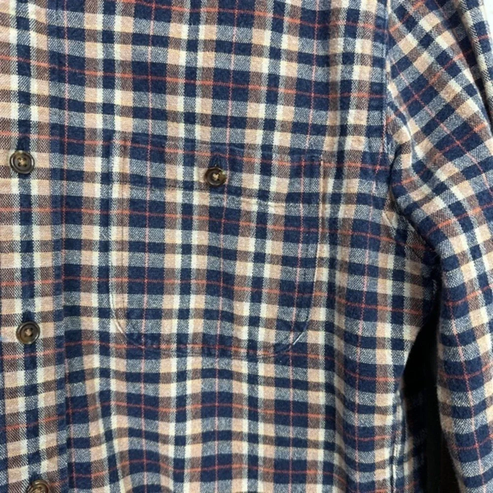 J.Crew Shirt Mens‎ Small Brown Plaid Elbow Patch Hunting Outdoor Hiking Gorpcore